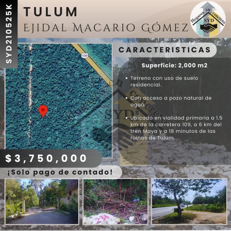 Terreno Residencial Tulum Macario Gómez