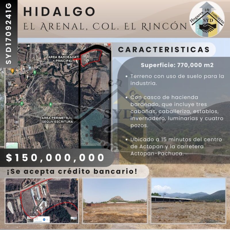 Terreno Industrial y Comercial El Arenal Hidalgo