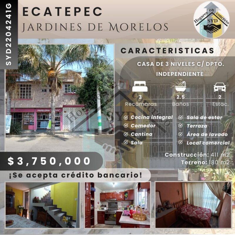 Casa y Departamento Ecatepec Jardines de Morelos