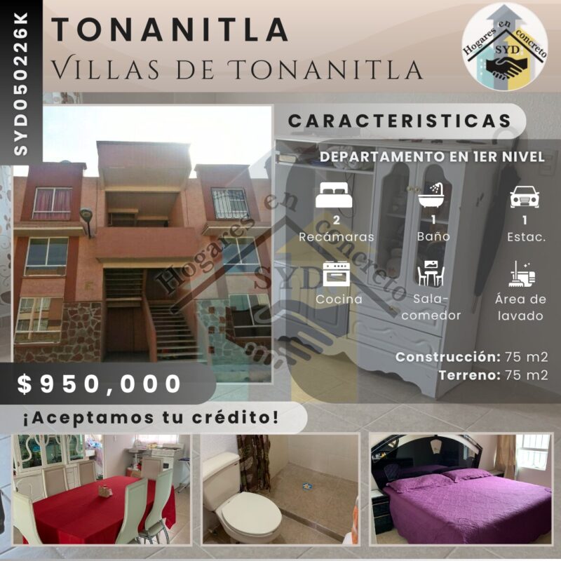 Departamento Tonanitla Villas de Tonanitla